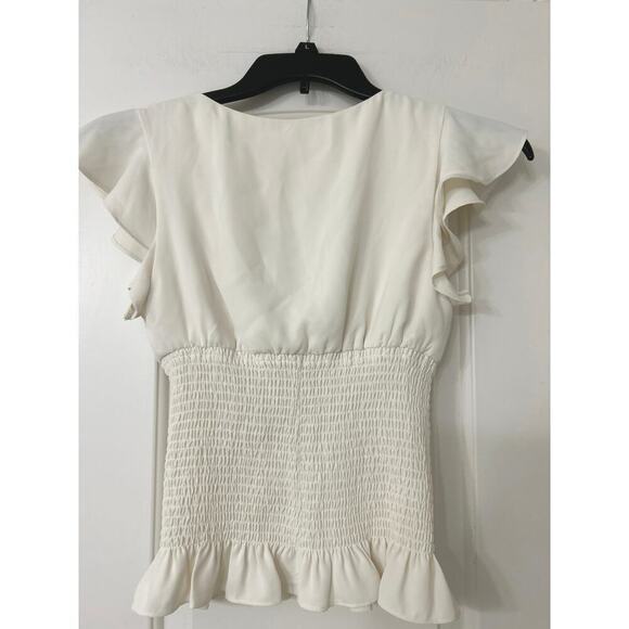 AMANDA UPRICHARD Ember Smocked Flutter Sleeve Sweetheart Neckline Top
Size Small - Picture 6 of 11